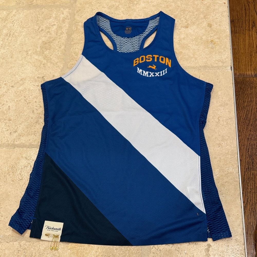 Tracksmith Blue and White Tank Top
